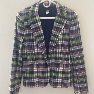 J. Crew  Madras Plaid Blazer Cotton Vintage School Boy style 62832 size 8